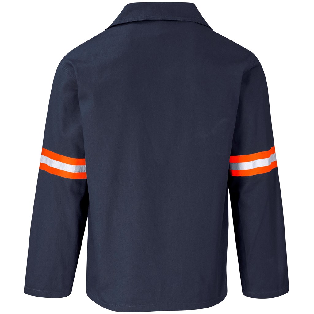 Artisan Premium 100% Cotton Jacket - Reflective Arms - Orange Tape - Navy - Image 3