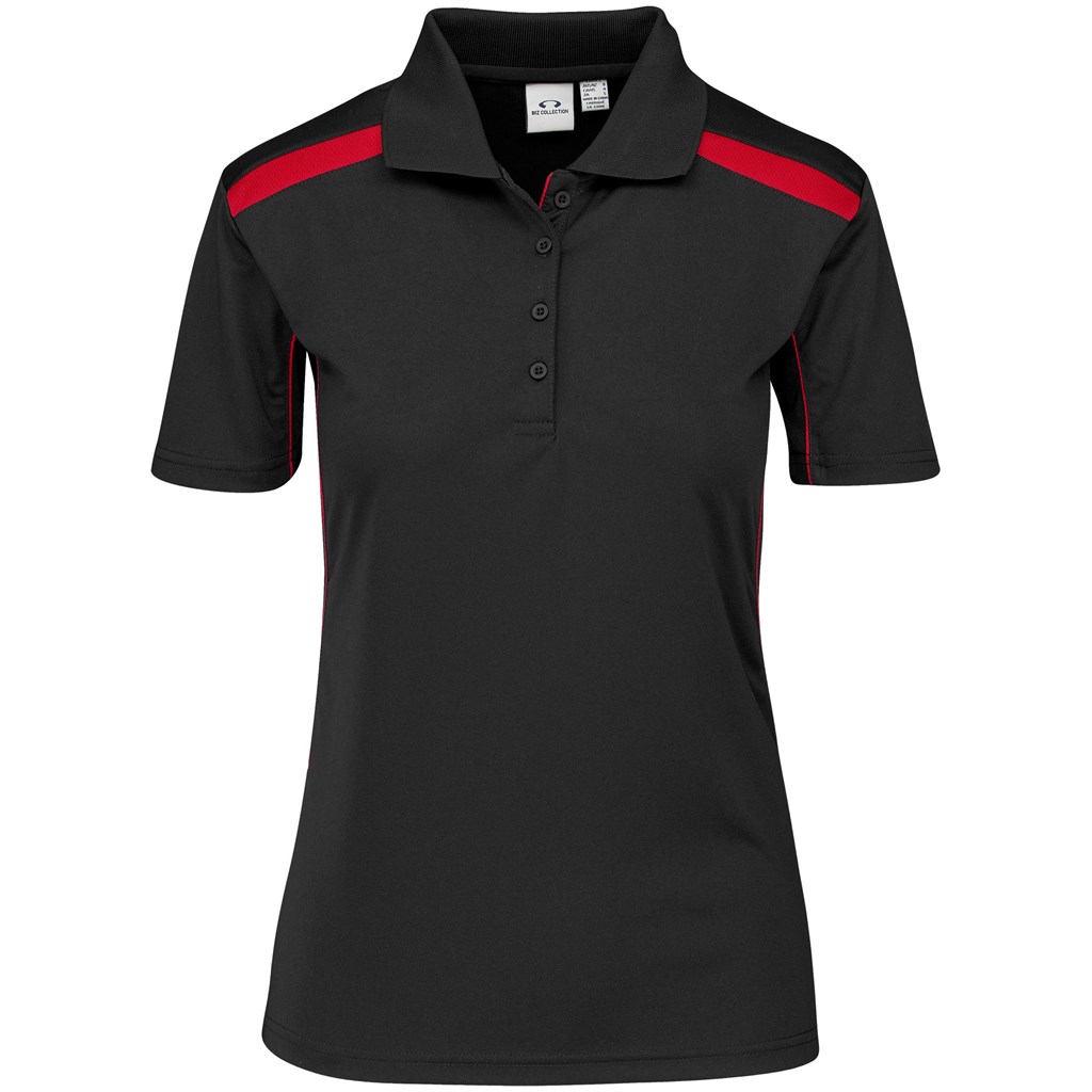 Ladies United Golf Shirt - Black Red - Image 2