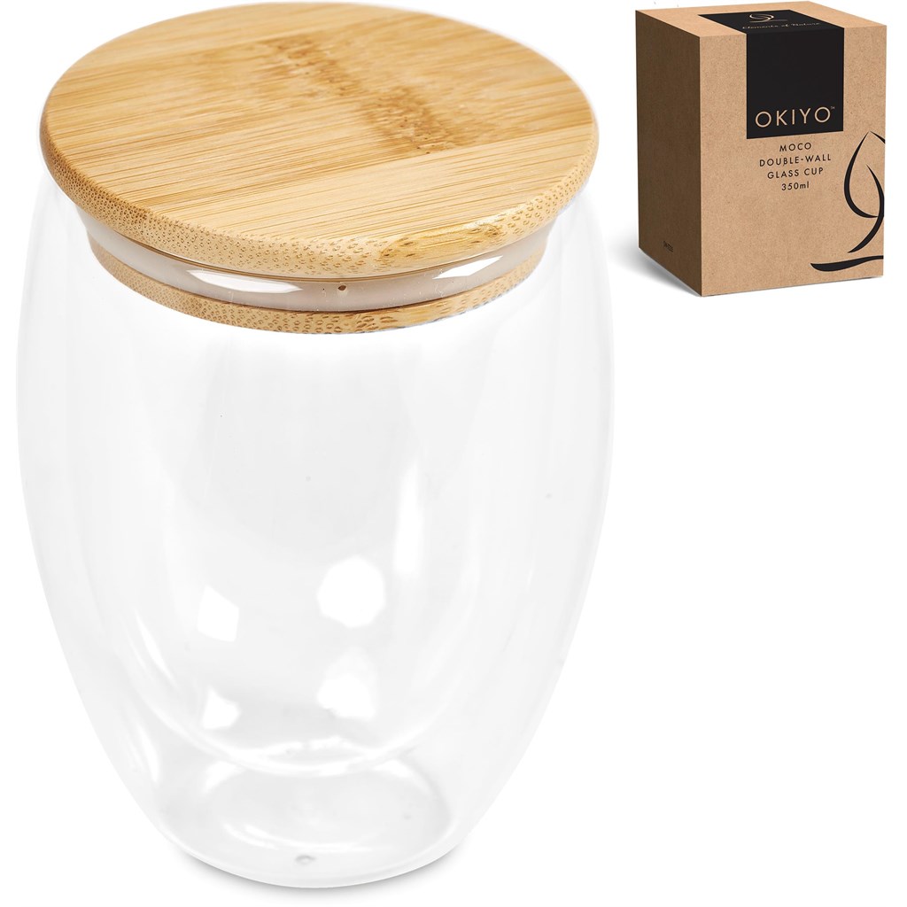 Okiyo Moco Glass & Bamboo Double-Wall Cup - 350ml - Image 5