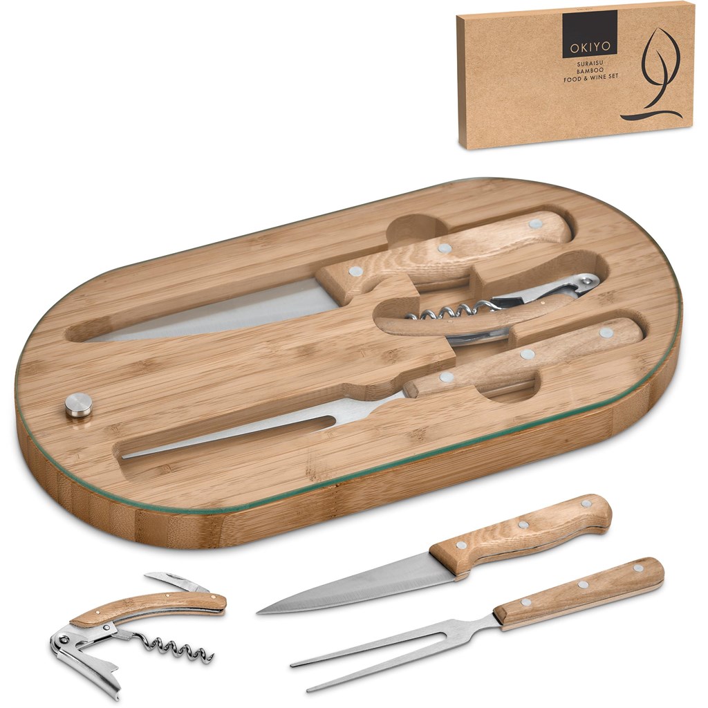 Okiyo Suraisu Bamboo Food & Wine Set - Image 10